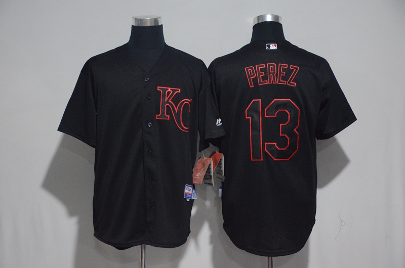 2017 MLB Kansas City Royals #13 Perez Black Classic Jerseys